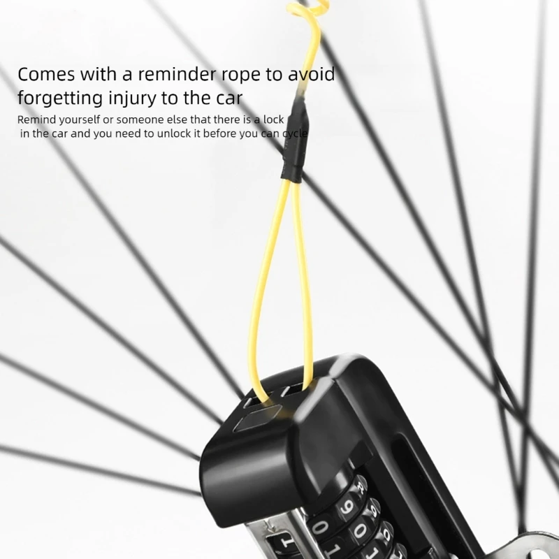 

Bicycles Antitheft Disc Lock With Reminder Rope Bike Wheel 4-Digit Combination Lock For Electric and Mountain Bikes