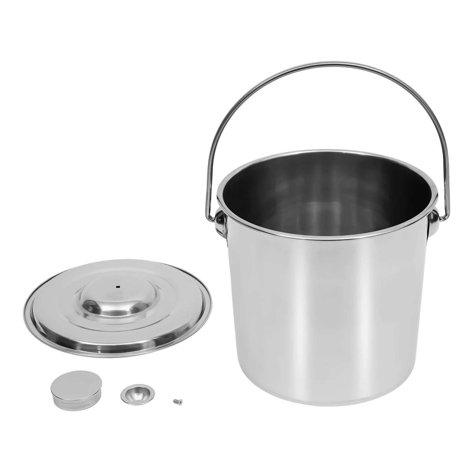 Cubo de acero inoxidable de 12L/18L con tapa, cubo con tapa para almacenar y transportar alimentos secos para mascotas, arroz, virutas de madera y agua