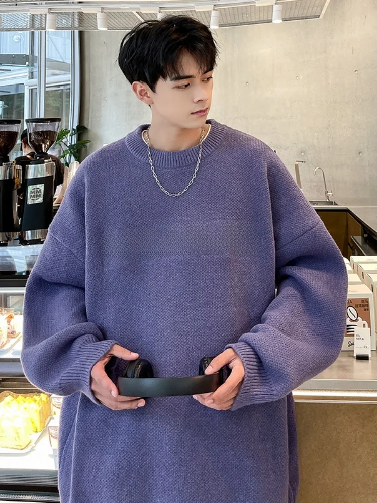 

Teenage round Ne Knitwear Long Sve Men's Autumn Winter Loose Fit Comfortable Casual Sle American Retro Lazy Sle Base...