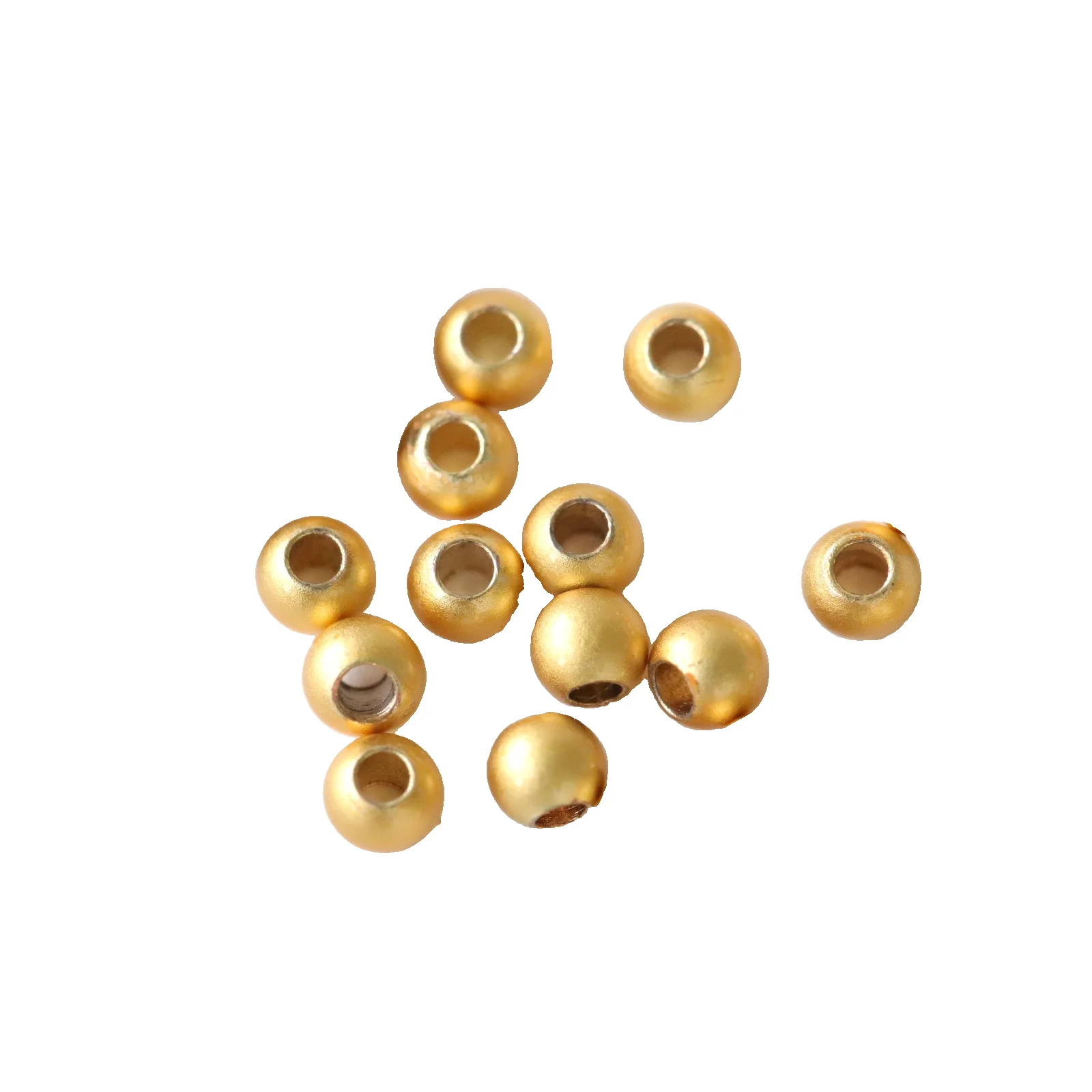 Brass Gold Plated Matte Round Beads 2-6mm Gold Beads Spacer Loose Beads For Jewelry Making DIY Bracelet Accessories
