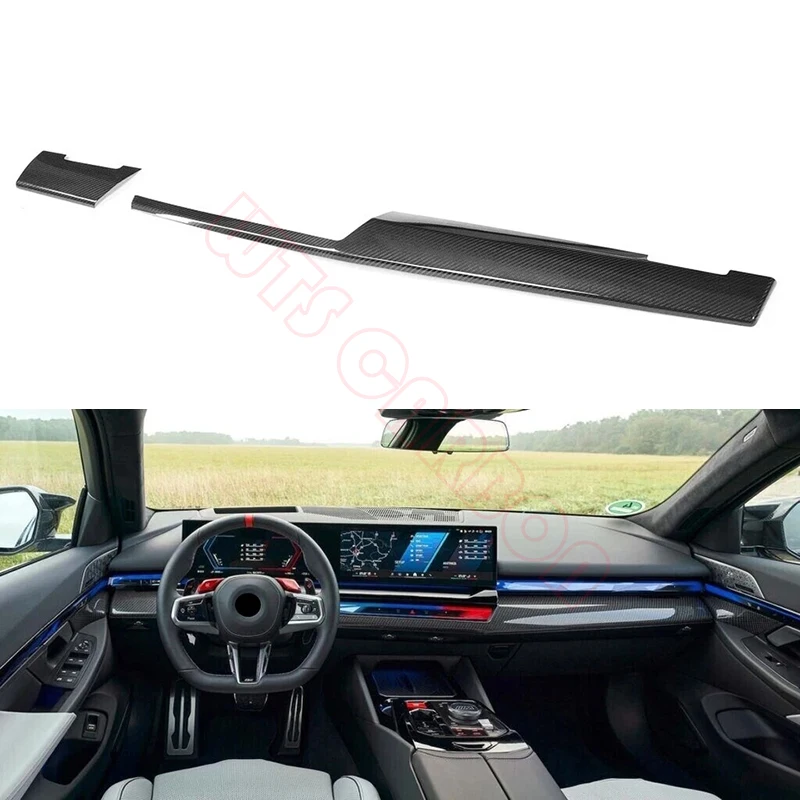 

2pcs Real Dry Carbon Interior Dashboard Panel Dash Cover Trim For BMW 5 Series G60 2024up