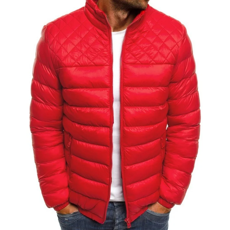 2024 high-quality winter men\'s standing collar cotton jacket, solid color outdoor sports and leisure jacket, Amazon AliExpress E