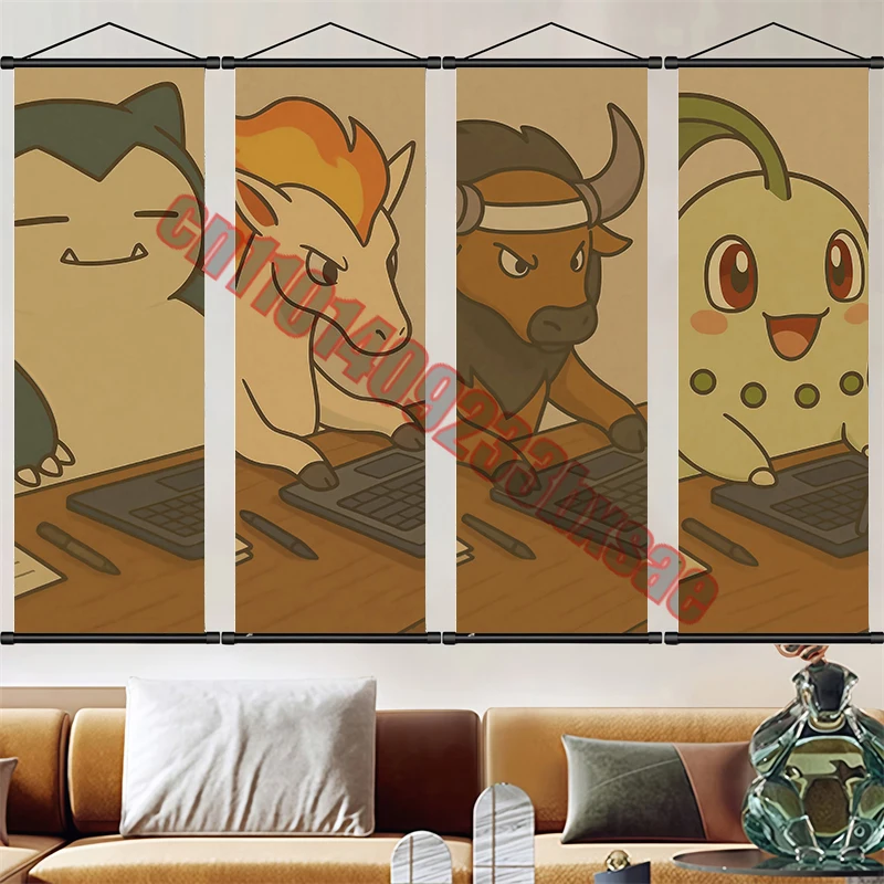 

Classic Anime Pokemon Pikachu Gengar Premium High Definition Art Scroll Painting Suitable for Bedroom Decoration Children's Gift