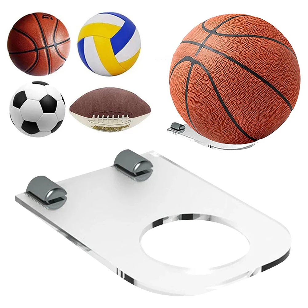 

1Pc Wall Mounted Multi-Purpose Basketball Volleyball Football Acrylic Material Display Shelf Ball Holder Basketball Storage Rack