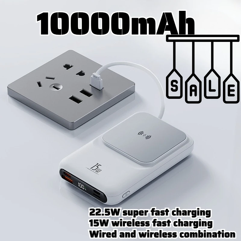 

Новый магнитный блок питания со встроенным кабелем, сверхбыстрая зарядка, 10000 мАч, мини-мобильный блок питания для IPhone, Xiaomi, Samsung
