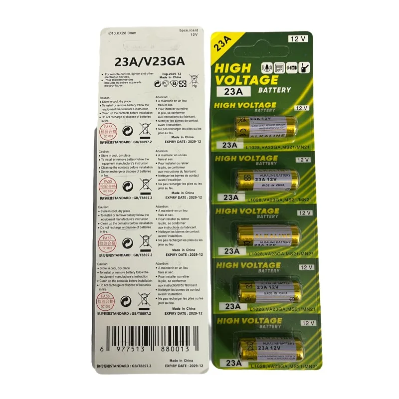 12V 23A Battery for Doorbell Remote Control Electric Toys A23 Alkaline Battery Pack 23GA A23S E23A EL12 MN21 V23GA GP23A LRV08 - view 5