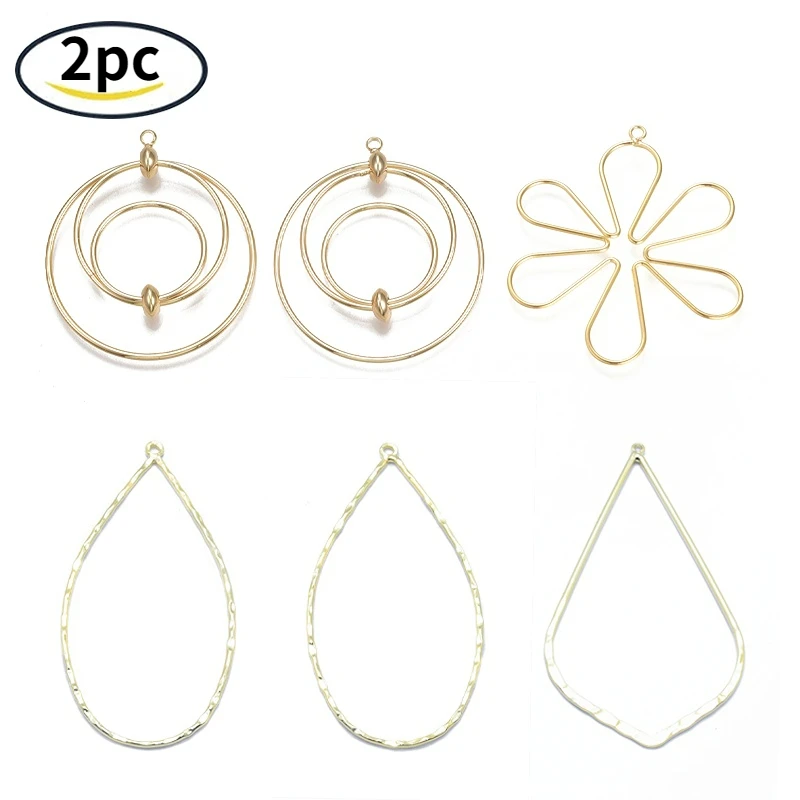 1-2pcs Brass Filigree Big Pendants Nickel Free Real 18K Gold Plated Ring Metal Earrings Charms for Jewelry Making Accessories