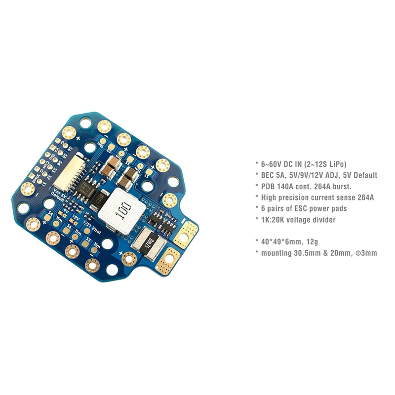 PDB-HEX 12S 5A 5V/9V/12V BEC Power Distribution Board PDB 30.5X30.5Mm 20X20mm For RC Multirotor X-CLASS Airplane Drones