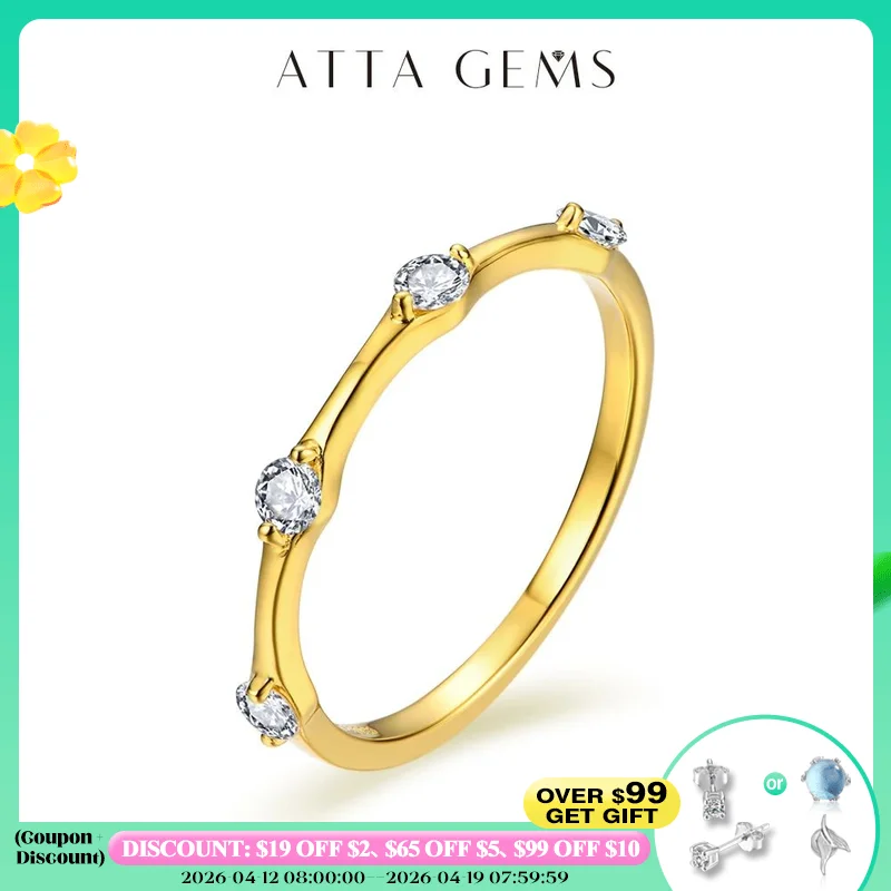 

ATTAGEMS 925 Sterling Silver Round Cut 2.5mm Moissanite Ring for Women D/VVS1 Diamond Wedding Band Luxury Engagement Fine Jewely