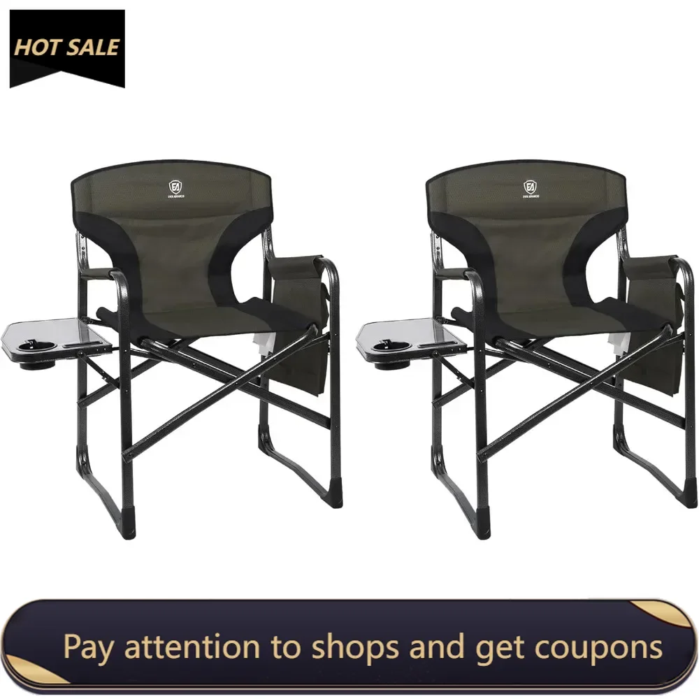 

Lightweight Folding Directors Chairs Outdoor, Aluminum Camping Chair with Side Table and Storage Pouch Freight free