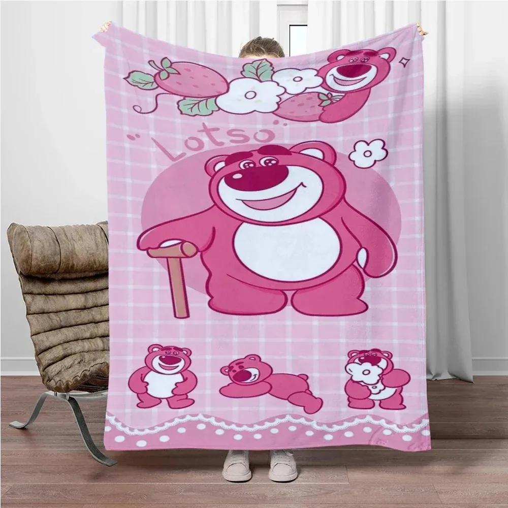 

Strawberry Bear Blanket Disney Cartoon Print Travel Flannel Blanket Bedding Sofa Bed Blanket Birthday Gift 70x100cm