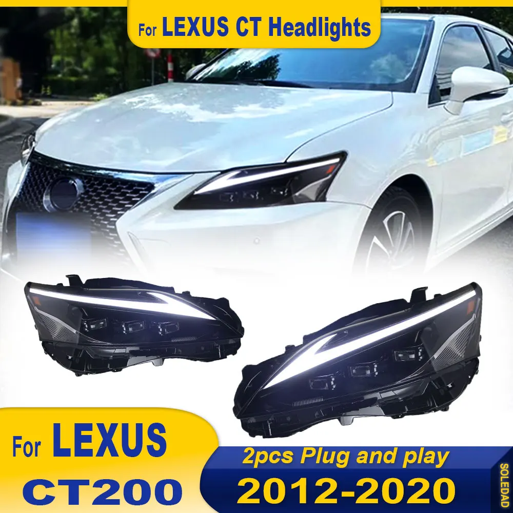 2pcs Car Headlights For Lexus CT200 2013-2020 CT200H Projector Lens DRL Head Lamp Dynamic LED Day Running Light Car Accessories