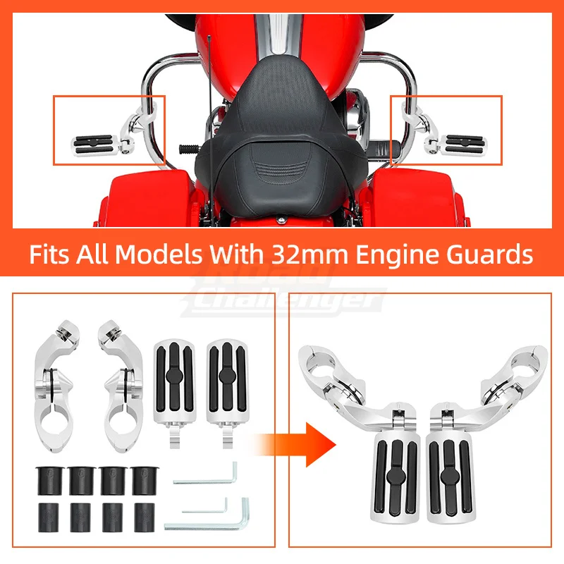 1/4 32MM Motorcycles Highway Crash Bar Foot Pegs Mount Moto Accesories Engine Guards Footrest For Harley Honda Touring Sportster