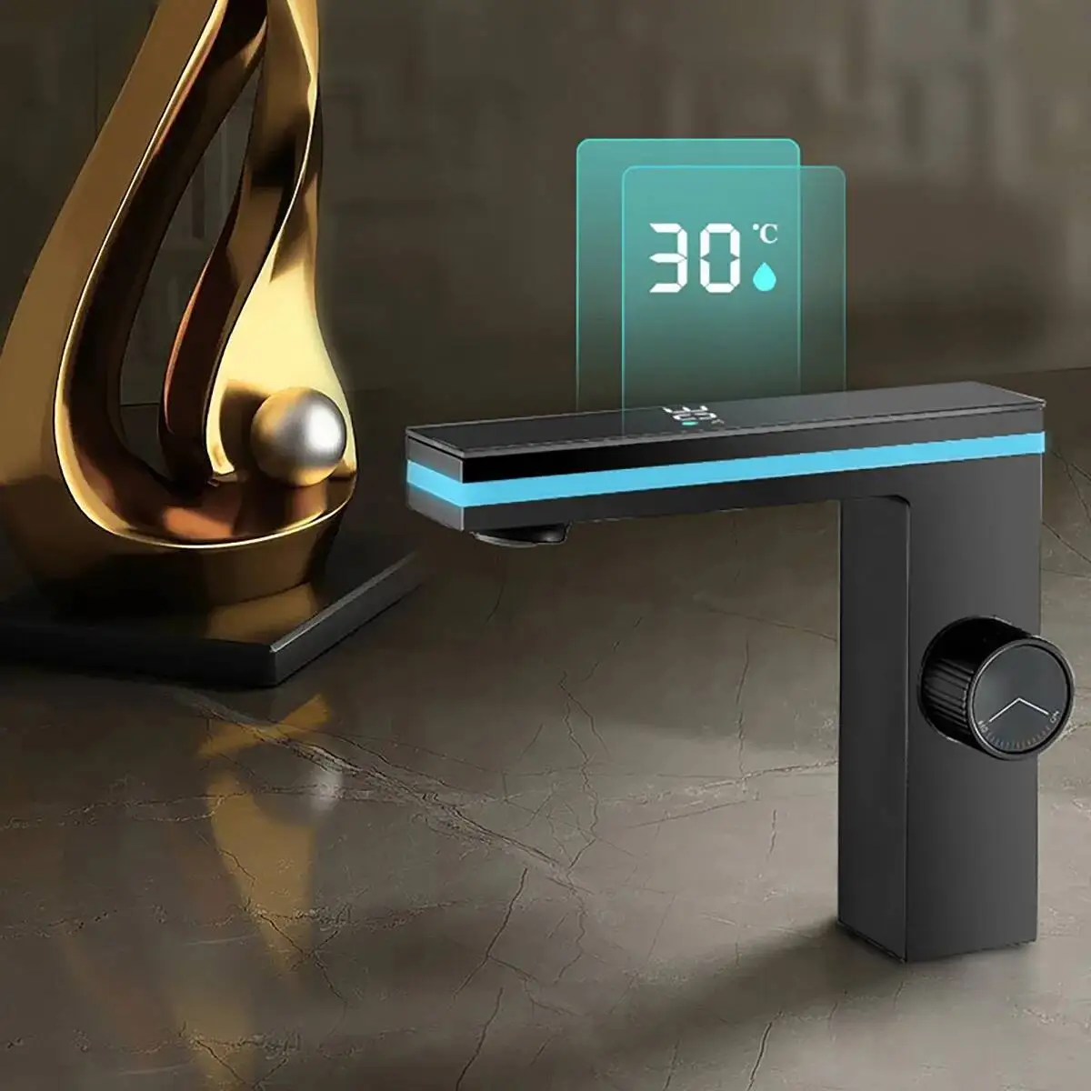 

Digital Display Bathroom Smart Countertop Hot And Cold Water Mixer Sink Washbasin Faucet