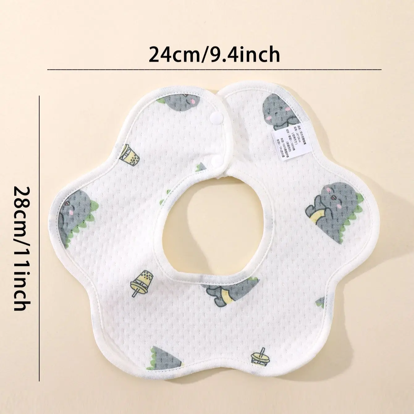 2pcs Baby Bibs Muslin Cotton Printed Infant Bib Newborn Burp Cloths 360° Rotate Baby Flower Shape Feeding Bib Bandana Scarf