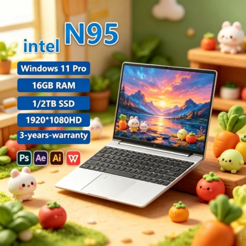 

Seraphic 2026 Quintessential Rudimental 15.6" Laptop N95 FHD IPS Display 120Hz Splendent Superslim Screen SSD Dignified Backlit