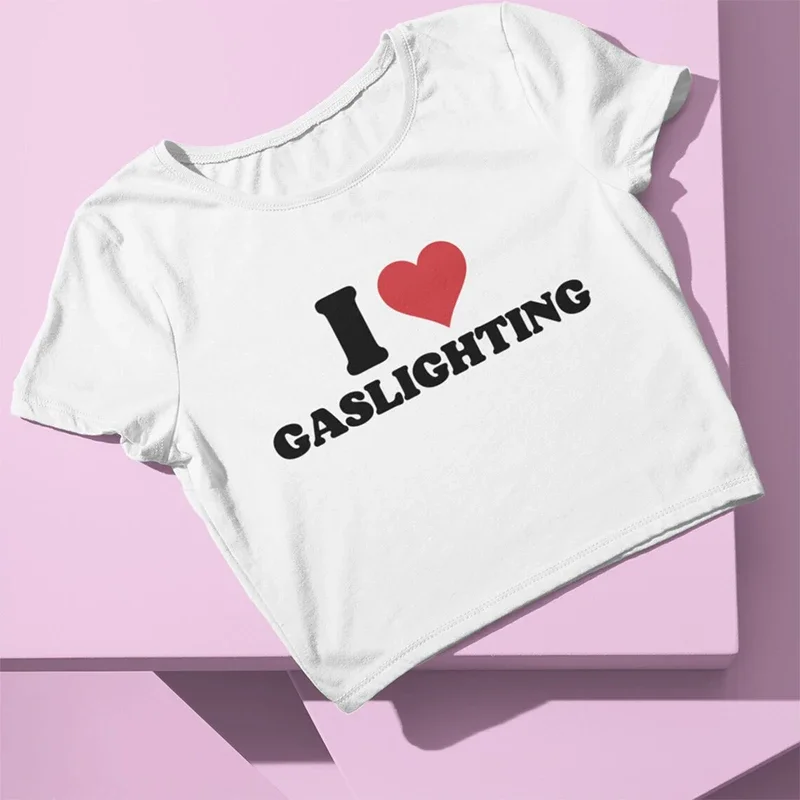 

Женский укороченный топ с надписью I Love Gaslighting, в стиле Харадзюку, футболки в эстетике Y2k, Детская футболка с мемом, модная Готическая женская одежда