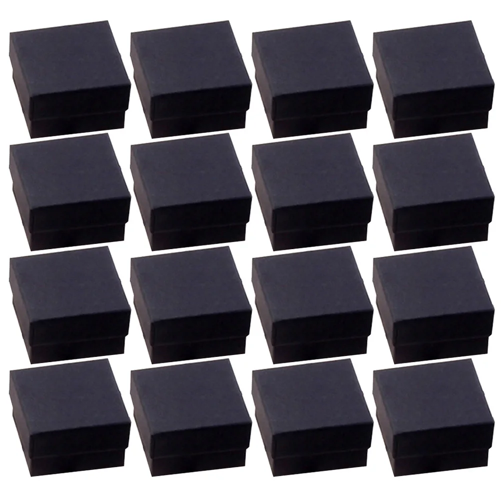 48Pcs Jewelry Storage Boxes Black Kraft Paper Small Size Cases Foam Included for Rings Earrings Gifts Jewelry Box