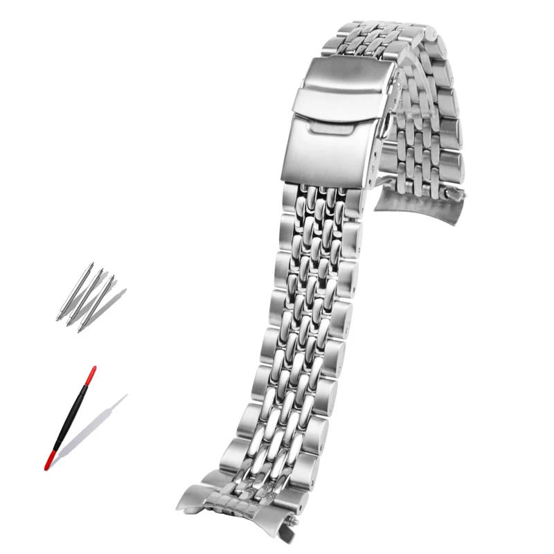22mm curved 304 stainless steel watch strap waterproof silver watchband for Seiko 5 Sport GMT series SSK001K1 SSK003K1 SSK005K1