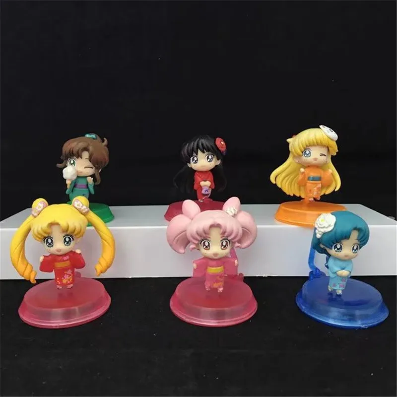 Anime Pretty Guardian Sailor Moon Tsukino Usagi Sailor Mars Mercury Júpiter Venus Kimono Ver. Figura de acción de PVC modelo juguetes muñeca