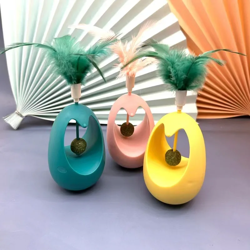 Mint Ball Tumbler Cat Toy Training Interactive Toy for Kitten Pet Cat Supplies Feather Teases Toy Cat Toys Interactive