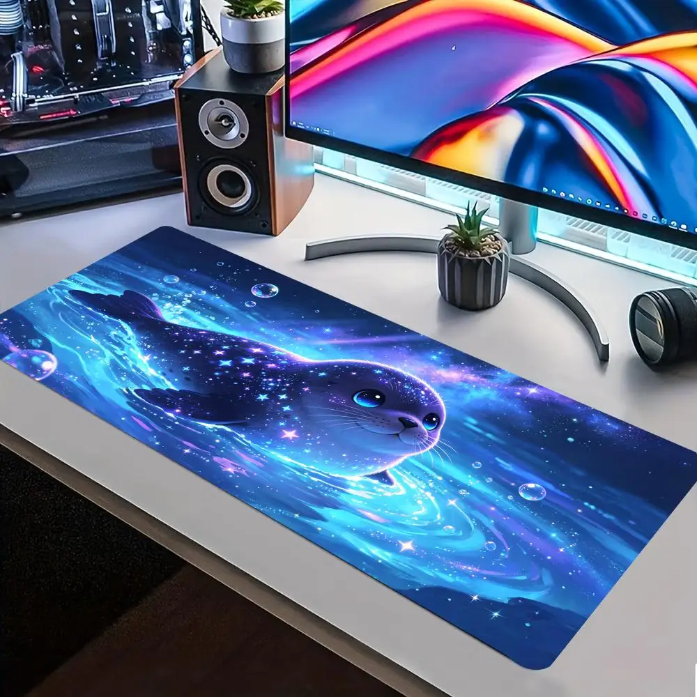 Cosmic Galaxy Dragon Extended Gaming Mouse Pad Non Slip Desk Surface Mystic Purple Starry Sky Fantasy Creature Art Print Decor