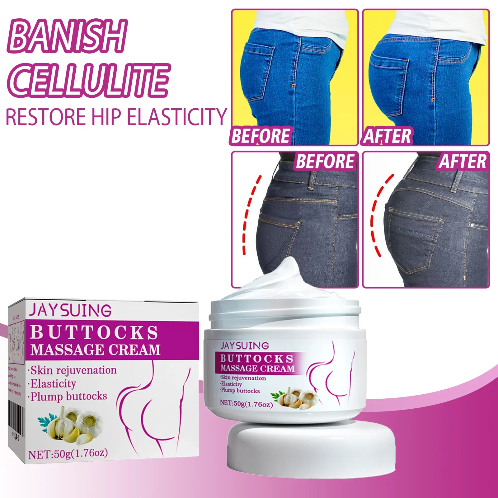 Jaysuing كريم الأرداف ثبات الزيت العطري الحمار الكبير تعزيز ترطيب ثبات الجسم رفع الأرداف كريم العناية بالأرداف