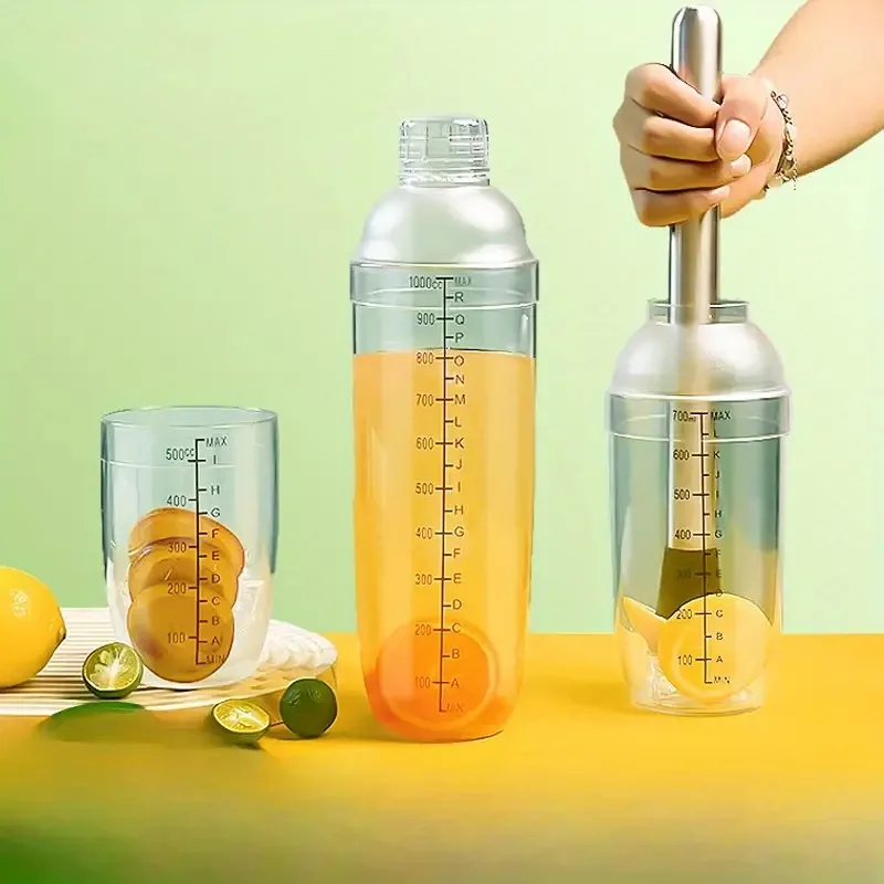 Cocktail-Shaker-Set 500ml transparenter Mess-Shaker mit Edelstahl-Muddler zum Binden von Entsaften zum Mischen von Getränken