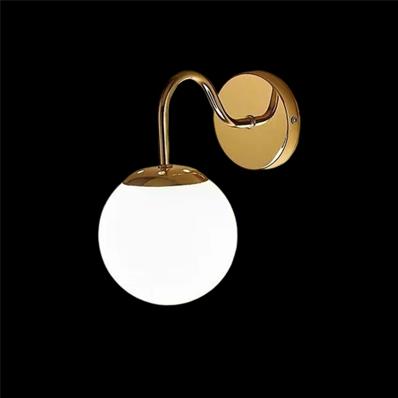 ABMI-moderno per bagno applique da parete lampada in vetro globo bianco latte per camera da letto cucina soggiorno vanità corridoio,