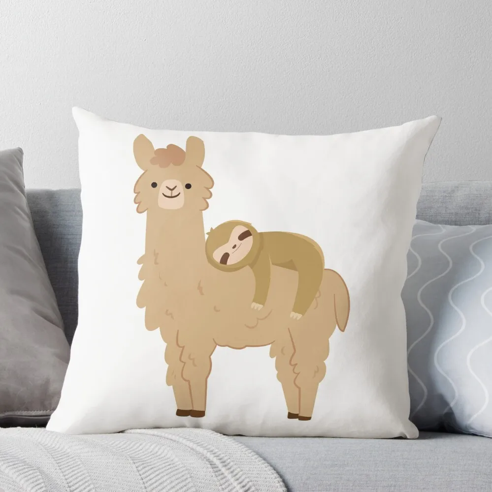 

Adorable Sloth Relaxing on a Llama Funny Llama Sloth Throw Pillow pillow cover luxury Sofa Pillow Cover Pillowcase Cushion