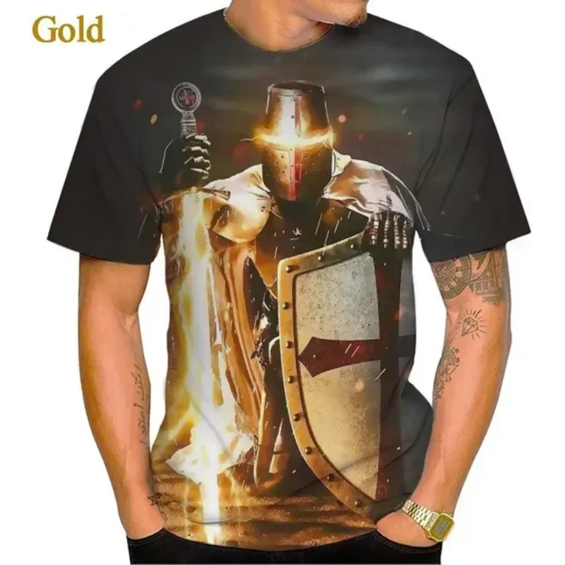 New Knights Templar 3D Print T-shirt Summer Men Clothing Fashion Casual Oversized T Shirt Vintage Harajuku Streetwear Tops Tees