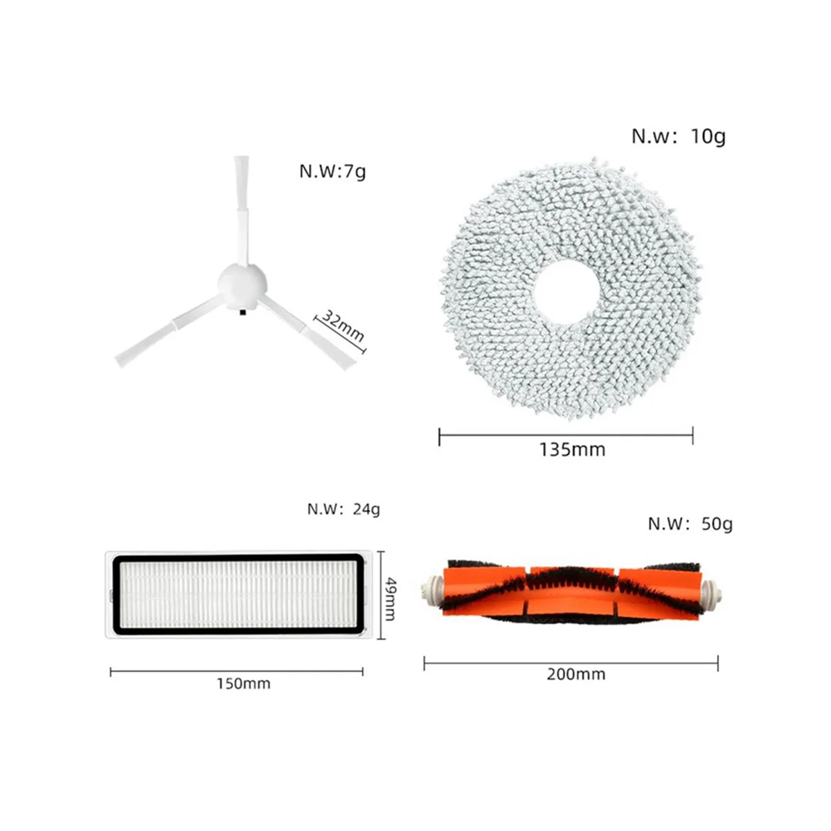 قطع غيار روبوت تفريغ ، فرشاة جانبية رئيسية ، فلتر Hepa ، ممسحة لدريمي L10S ، ألترا S10 ، S10 برو ، شاومي ميجيا ، أومني X10 زائد