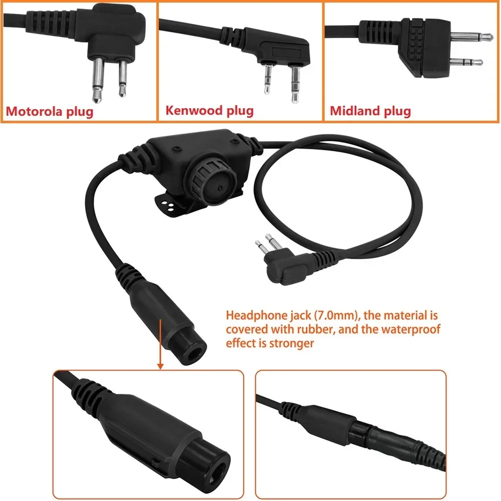 

Tactical U94 Ptt Civilian Version for K / M 2 Pin / Midlan Plug Walkie Talkie for COMTA SORDI Tactical Headset