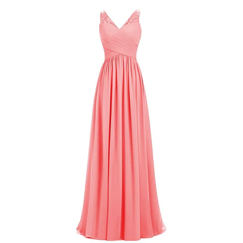 amazon coral bridesmaid dresses Coral Sunset Peonies Bridesmaid Dress Chiffon Size Large