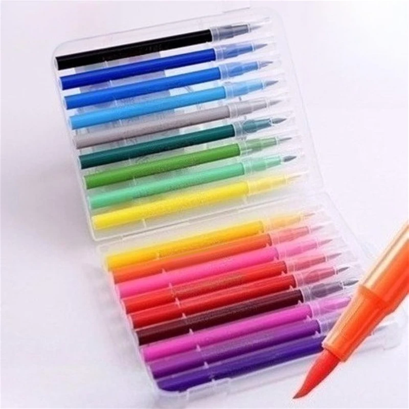 18-цветные акварельные ручки, акварельная ручка с мягким наконечником, художественный маркер для рисования, моющиеся акварельные ручки, канцелярские принадлежности, школьные принадлежности