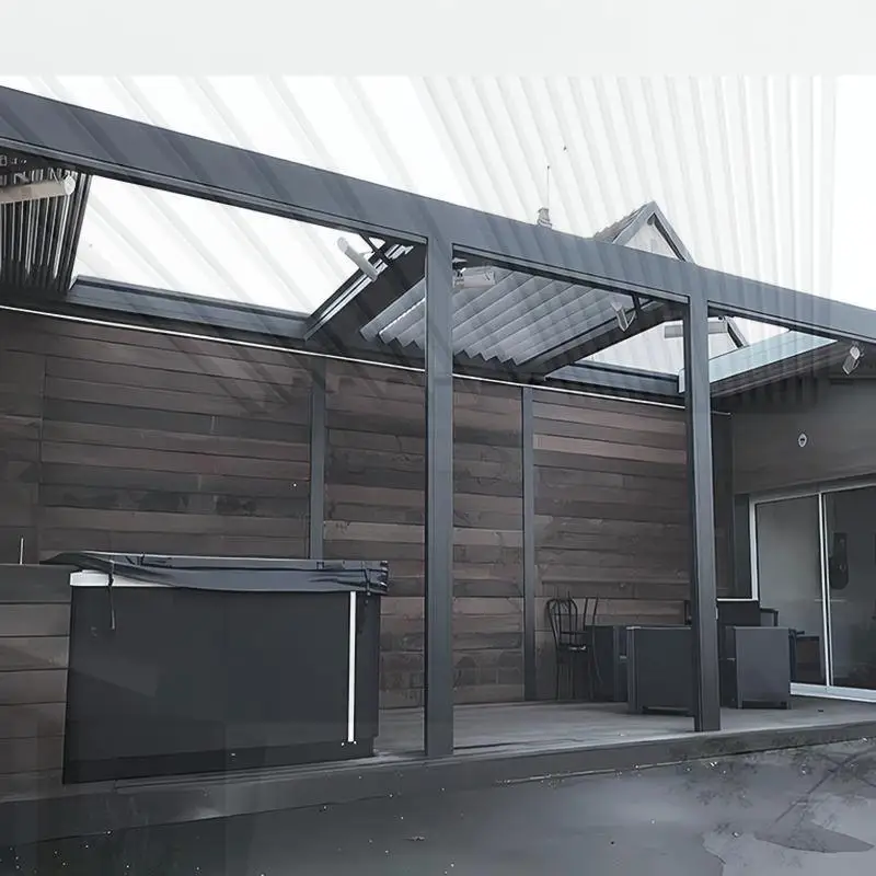 Photovoltaic Pergola With Solar Electrical Opening Louvre Roof For Backyard Garden Patio pergolas