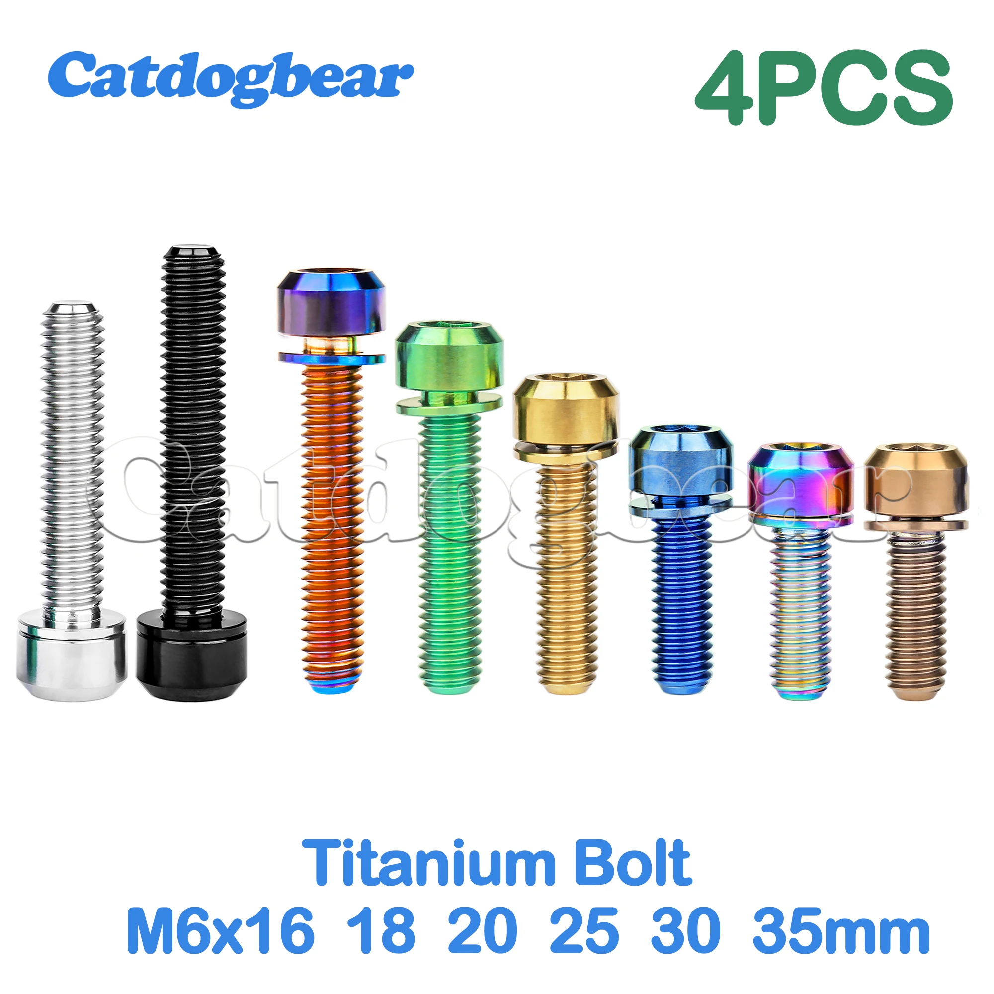Catdogbear 4 шт. M6x16 18 20 25 30 35 мм титановый болт с шестигранной головкой и шайбами велосипедные винты аксессуары для велосипеда