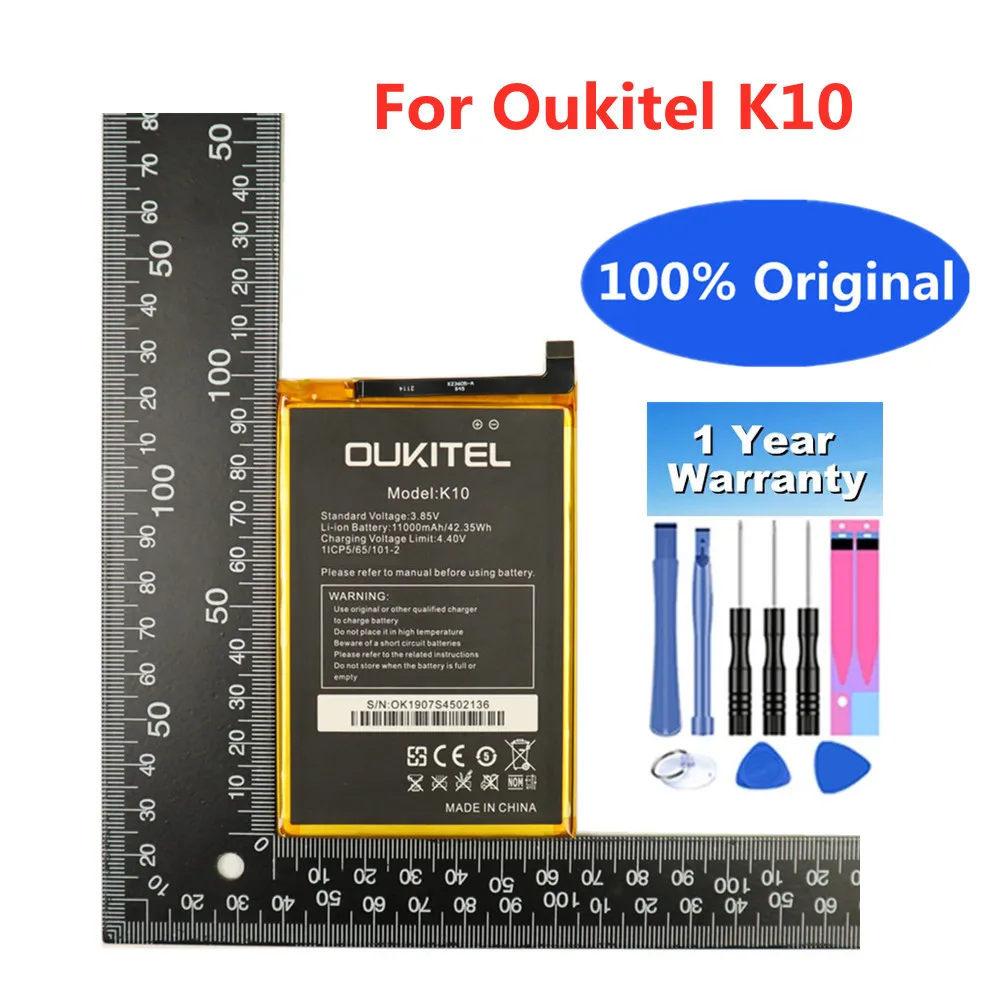 

100% Orginal OUKITEL K10 Battery For OUKITEL K10 li-Polymer Li-ion Battery 11000mAh High Quality Phone Replacement Batteries