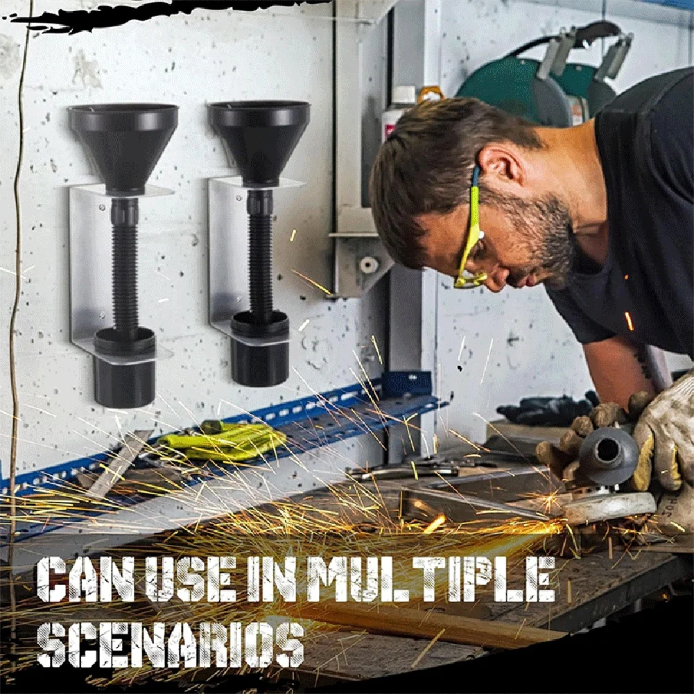 Aluminum Wall Mounted Funnel Support with Removable Plastic Cup for Oil Filter Bracket Applications in Maintenance Workspaces