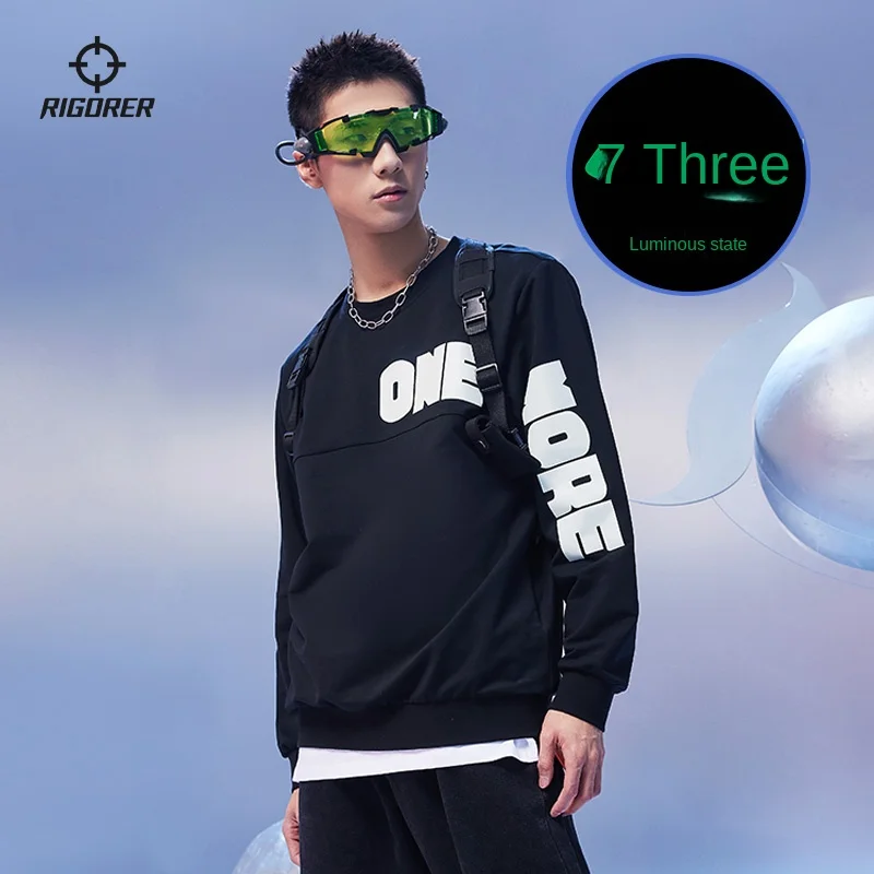 

RIGORER New Sports Sweatshirt Men Basketball Running Training Trendy Casual Pullover Luminous Printed Top Sports Tops Pullover