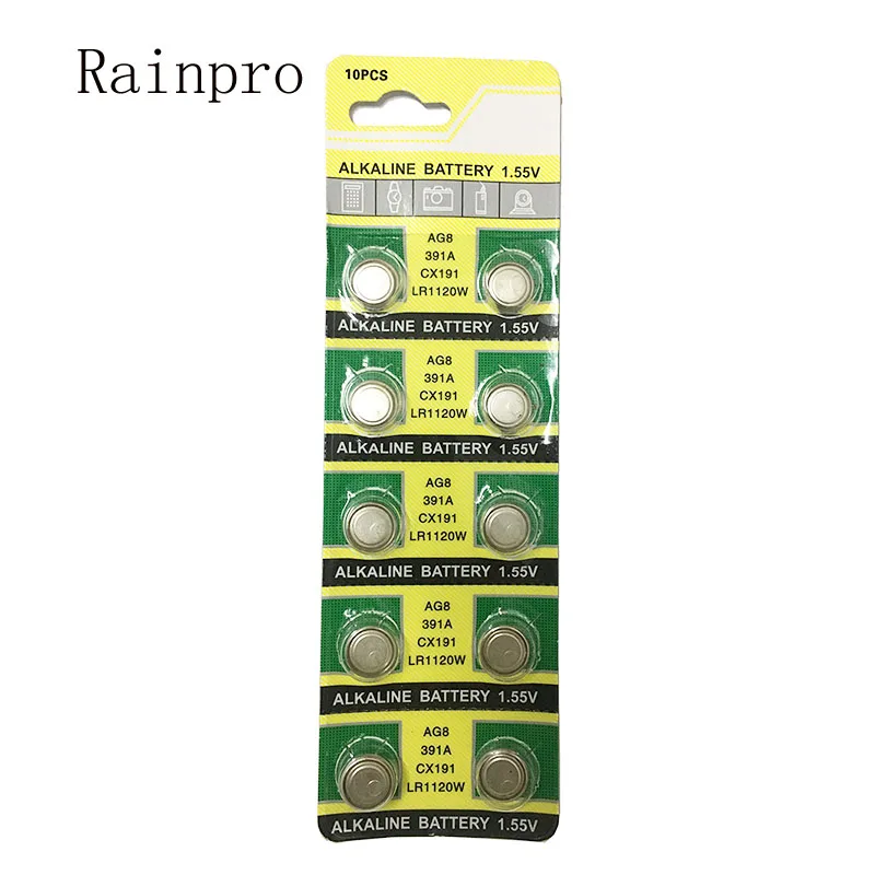 10PCS/LOT AG8 LR1120 391 SR1120 Button Battery For Digital Watch