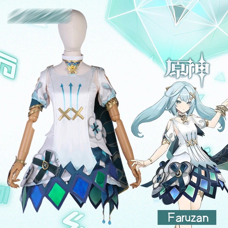 The New Faruzan cosplay Genshin Impact costume new skin cute prints dress outfit Y