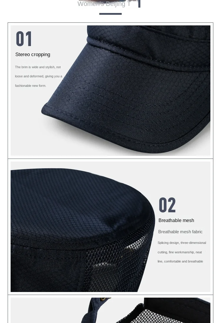 Atmungsaktive Mesh-Kappen für Männer und Frauen, Kadettenmütze, Flacher Schirm für Große Köpfe Schnell Trocknende Mütze Übergröße 56-59cm, 60-65cm – Detail 12