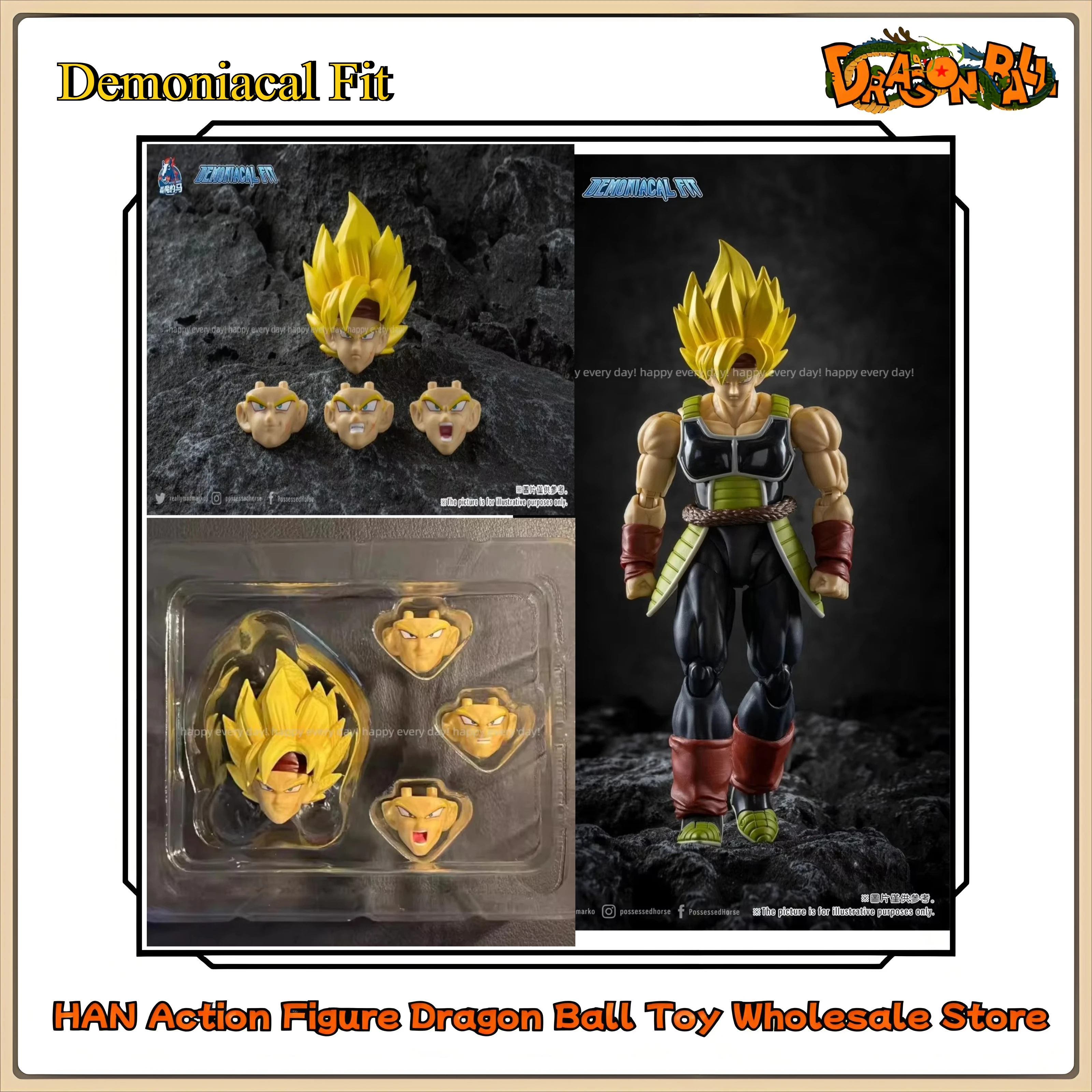 

In Stock Demoniacal Fit Possessed Horse DF Ssj Bardark Pvc Toy Burdock Custom Headsculpt Hair and Head Set 1/12 Accessories