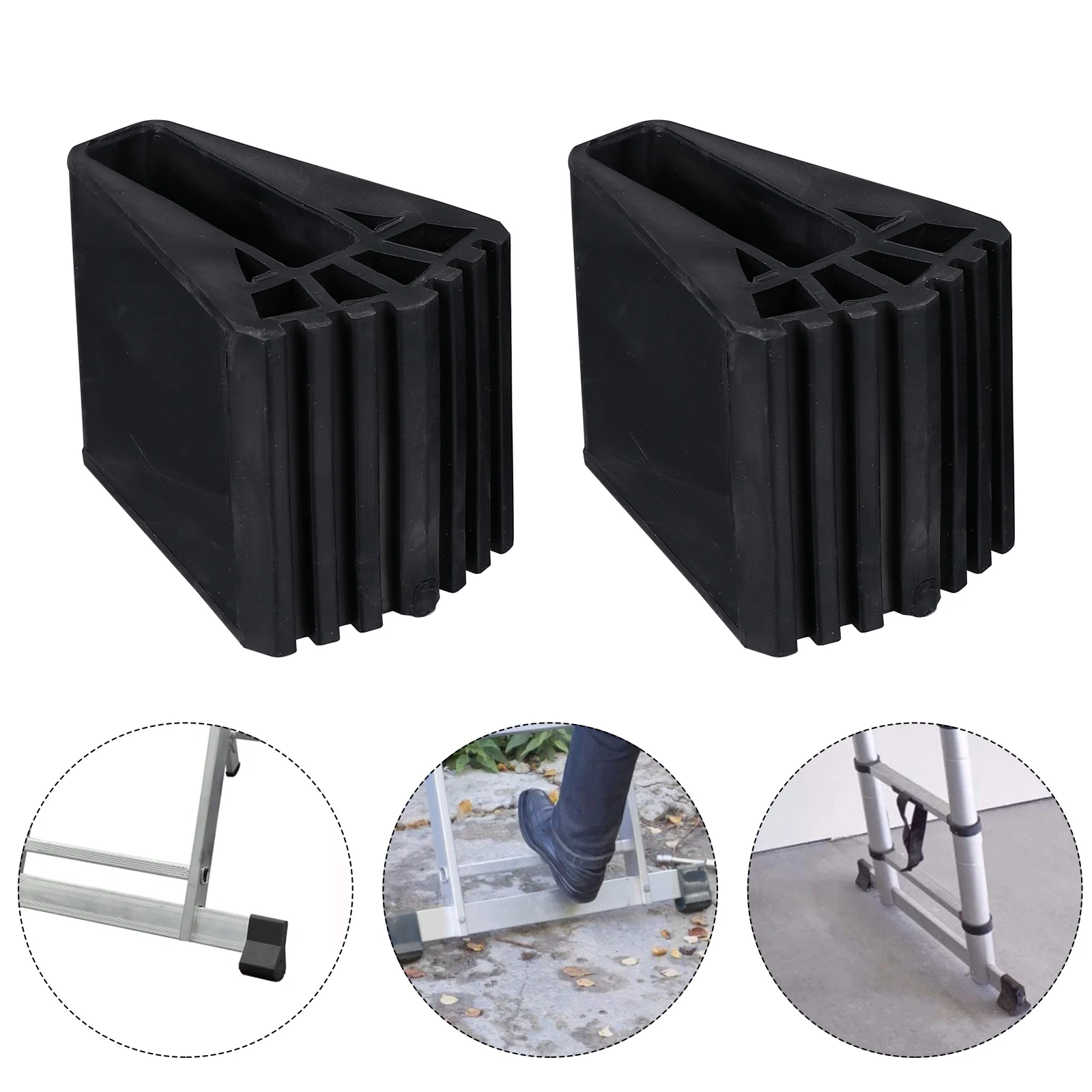 Couvre-pieds d'échelle antidérapants, 2 pièces, coussinets en caoutchouc noir pour extensions d'échelles, protecteurs de sol antidérapants, isolation phonique d'amortissement