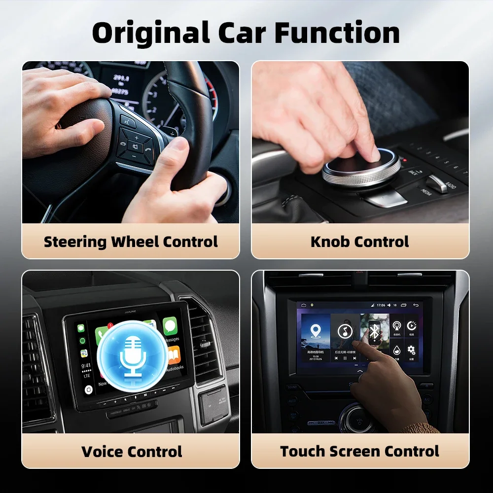 Qzonnect 2025 Adaptador inalámbrico CarPlay Android Auto Ultracompacto 5GHz WiFi Bluetooth 5.0 Control de voz para coche con cable