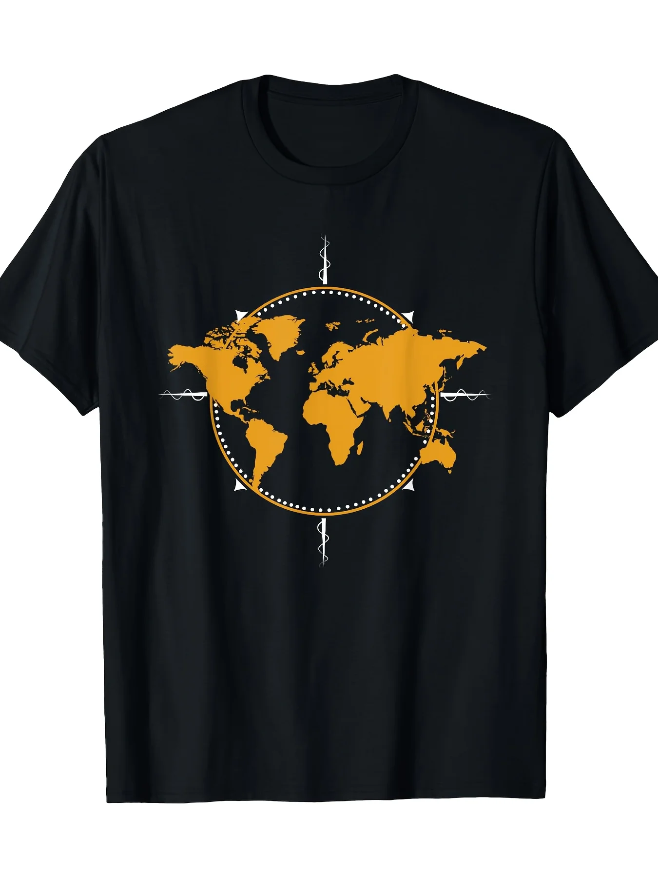 T-shirt de voyage avec motifs de géographie, de cartes du monde et de boussoles, grande taille