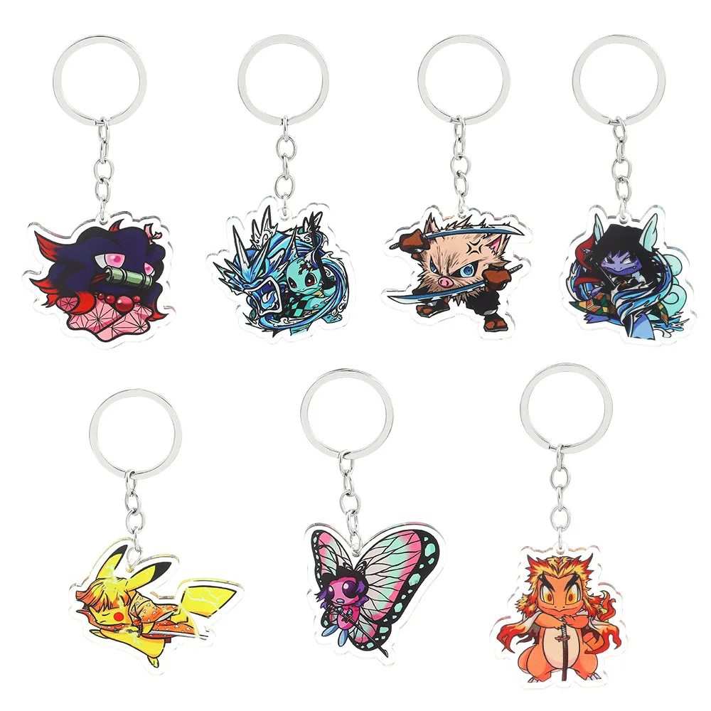 Pokémon Cosplay Demônio Slayer Keychain, 10cm, Pikachu, Gengar, Nezuko, Tanjirou, Saco Pingente Coleção, Chaveiro Do Carro, Ornamentos, Presentes