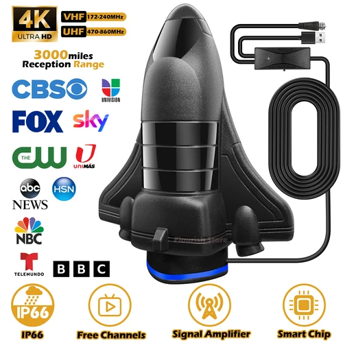 Antena de TV interior para canales locales, antena de TV de largo alcance de 1200 millas para Smart TV y todas las televisores más antiguos compatibles con 4K 8K HD VHF UHF