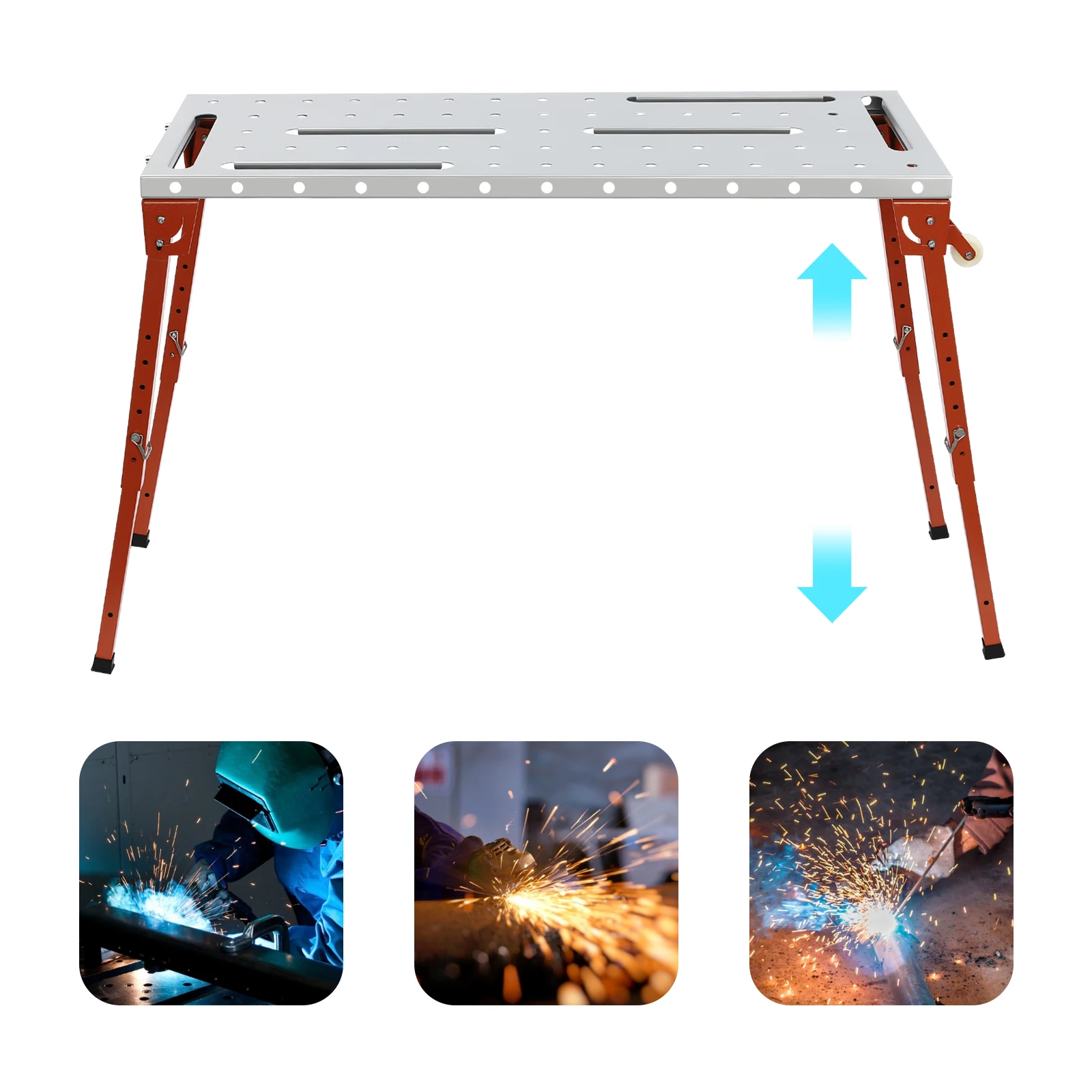 Adjustable Portable Welding Table Welding Workbench Table Folding Work Bench for Welding, Sawing, Drilling